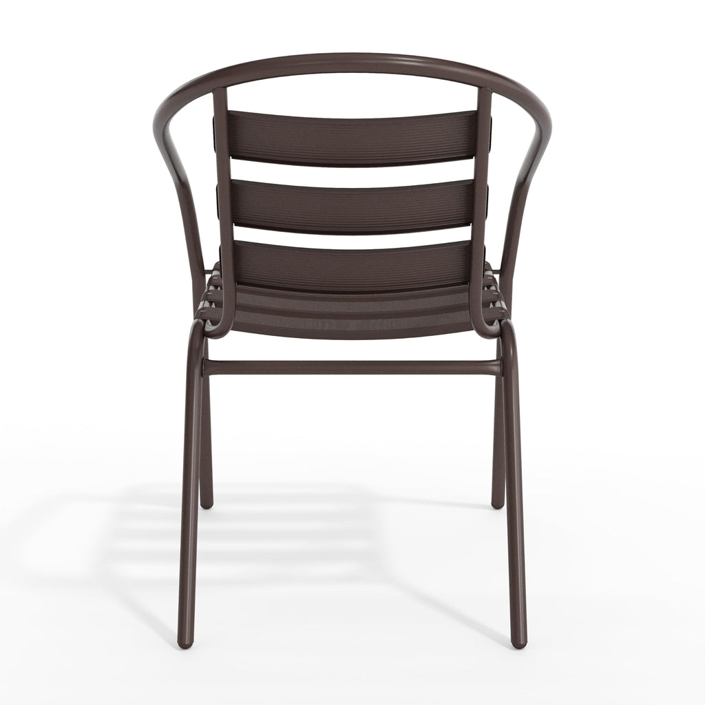 Lila Bronze Metal Restaurant Stack Chair with Metal Slats