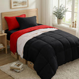 Anluoer Twin Comforter Set 5 Pieces, Black Bed in a Bag Bedding Set with 1 Comforter(68"*88"), 1 Pillow Sham