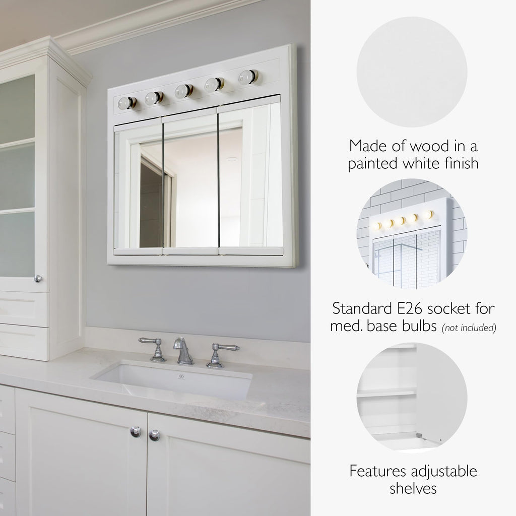 Concord Tri-View Medicine Cabinet, 36", White
