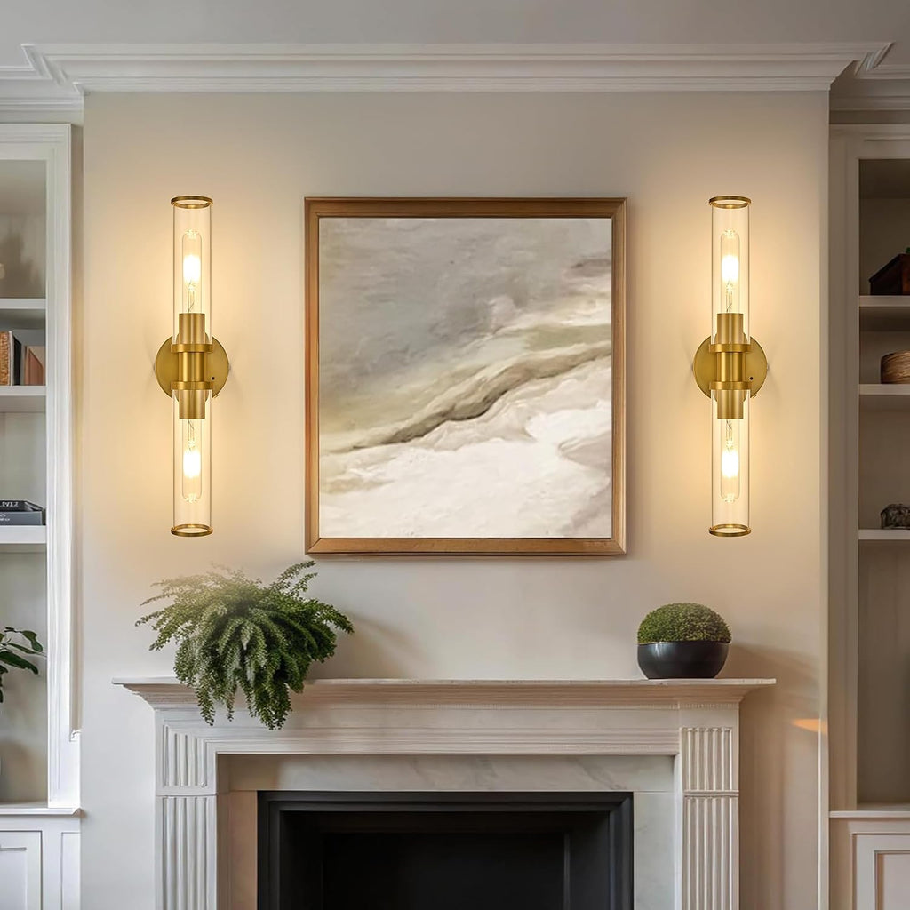 8000mAh Wireless Wall Sconces with Remote Control, Battery Operated Wall Sconce Set of 2 with Timer, Gold