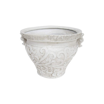 Noble House Largo Outdoor Garden Urn Planter Pot in Antique White