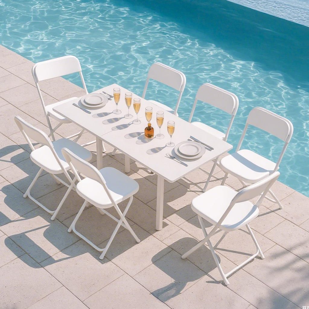 80 Pack White Plastic Folding Chairs with Steel Frame