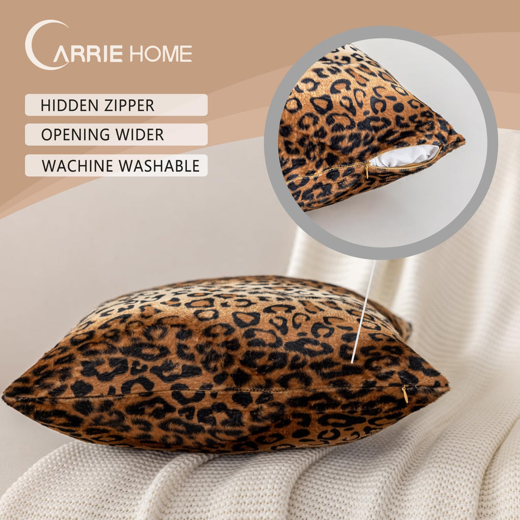 Cheetah Print Velvet Euro Pillow Sham Covers 24x24, Leopard Room Decor, Large
