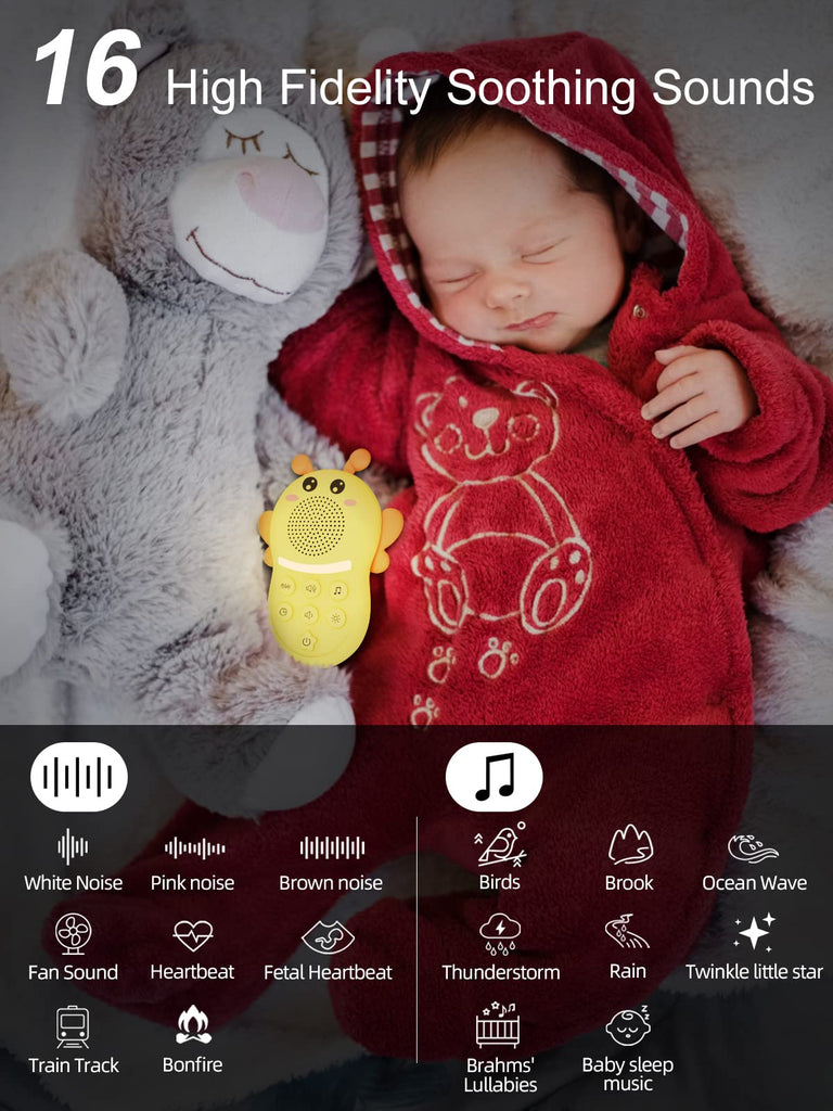 Portable Sound Machine for Baby,White Noise Sound Machine for Babies and Kids,Rechargeable Lullaby Machine with