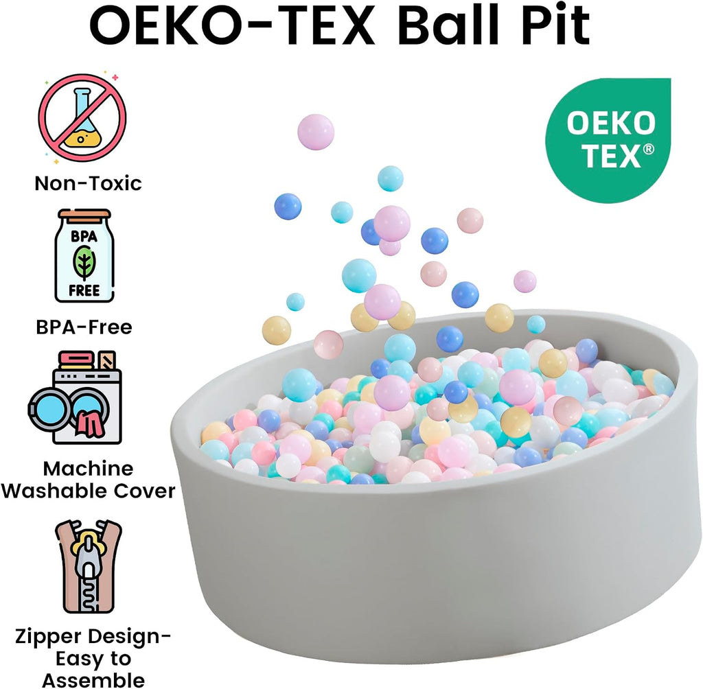 Ball Pit for Toddlers 47.24''x15.75'' Baby Ball Pit Soft Foam Ball Pits Round Lagre Kids Ball Pits Indoor and Outdoor
