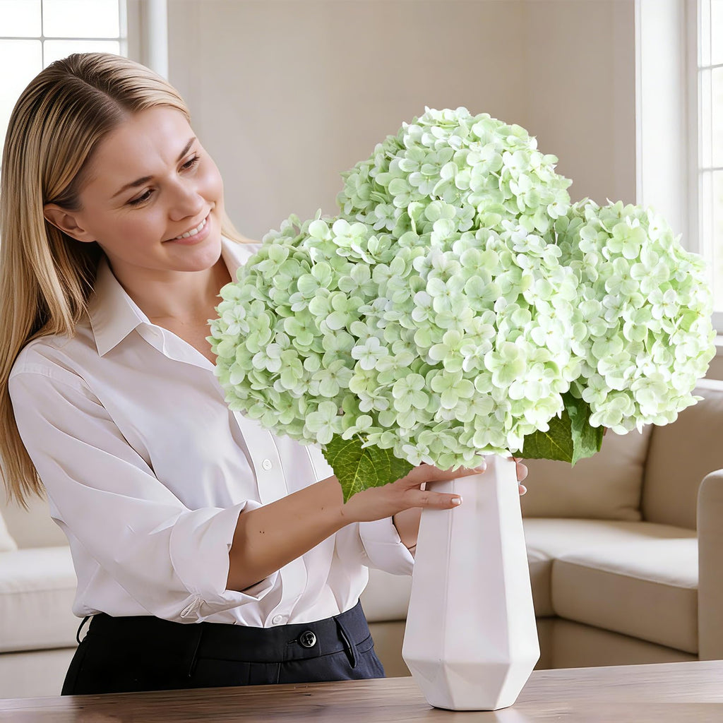 6Pcs 21" Real Touch Hydrangea Artificial Latex, Green