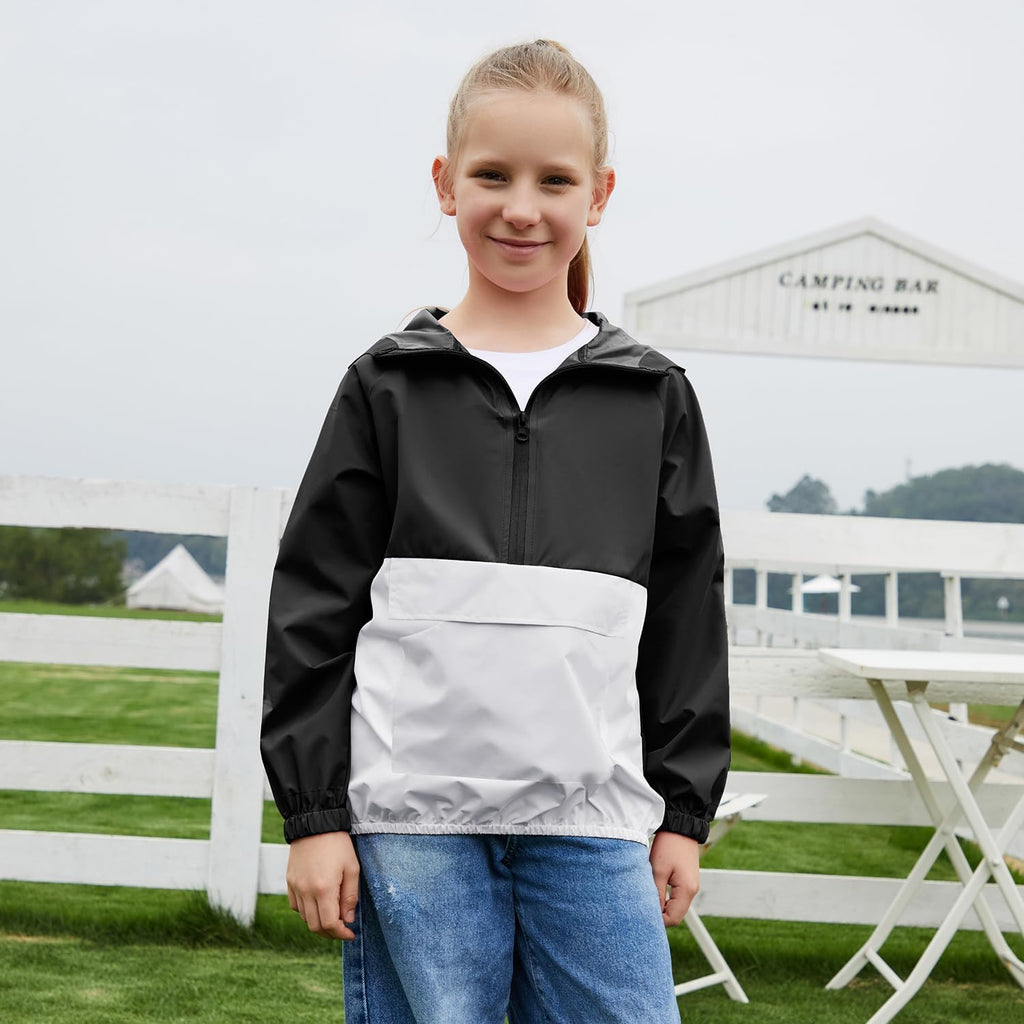 Girls Boys Rain Jacket Lightweight Waterproof Packable for Outdoor
