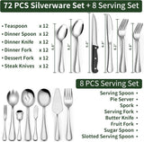 80 Pieces Silverware Set with Serving Utensils Set, Stainless Steel Flatware Set for 12 with Steak Knives