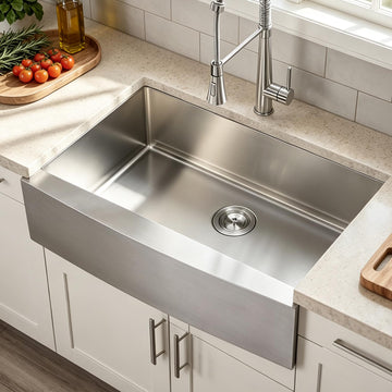 33 Inch Stainless Steel Farmhouse Sink, 33x21 Apron Front, 9 Inch Deep 16 gauge Commercial Single Bowl Farm Sink