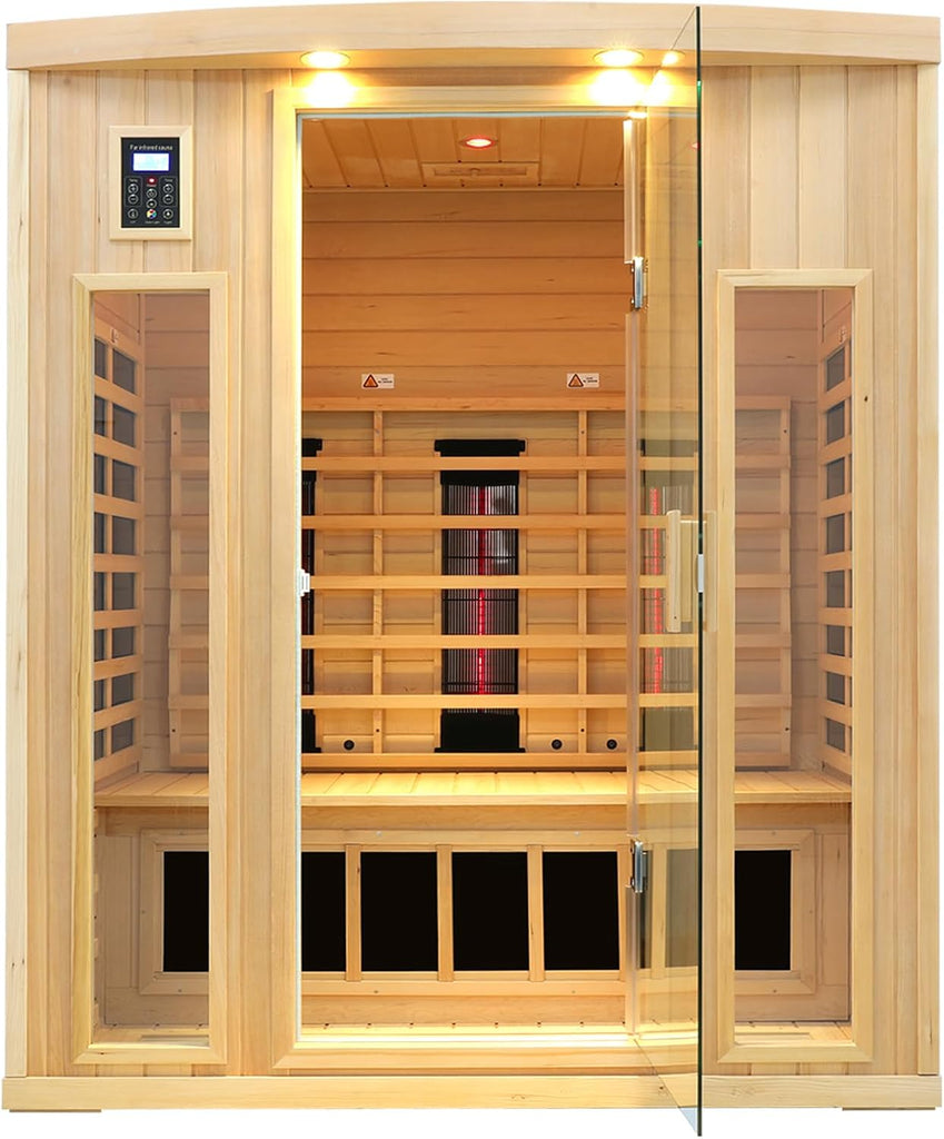 3 Person Infrared Sauna, Ceramic Infrared Sauna 3 Person, Far Infrared Saunas for Home, Low EMF Infrared Indoor Sauna