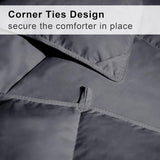 Luxury Goose Feather Down Fiber Comforter Queen, 300TC Grey Cotton Blended Duvet Insert