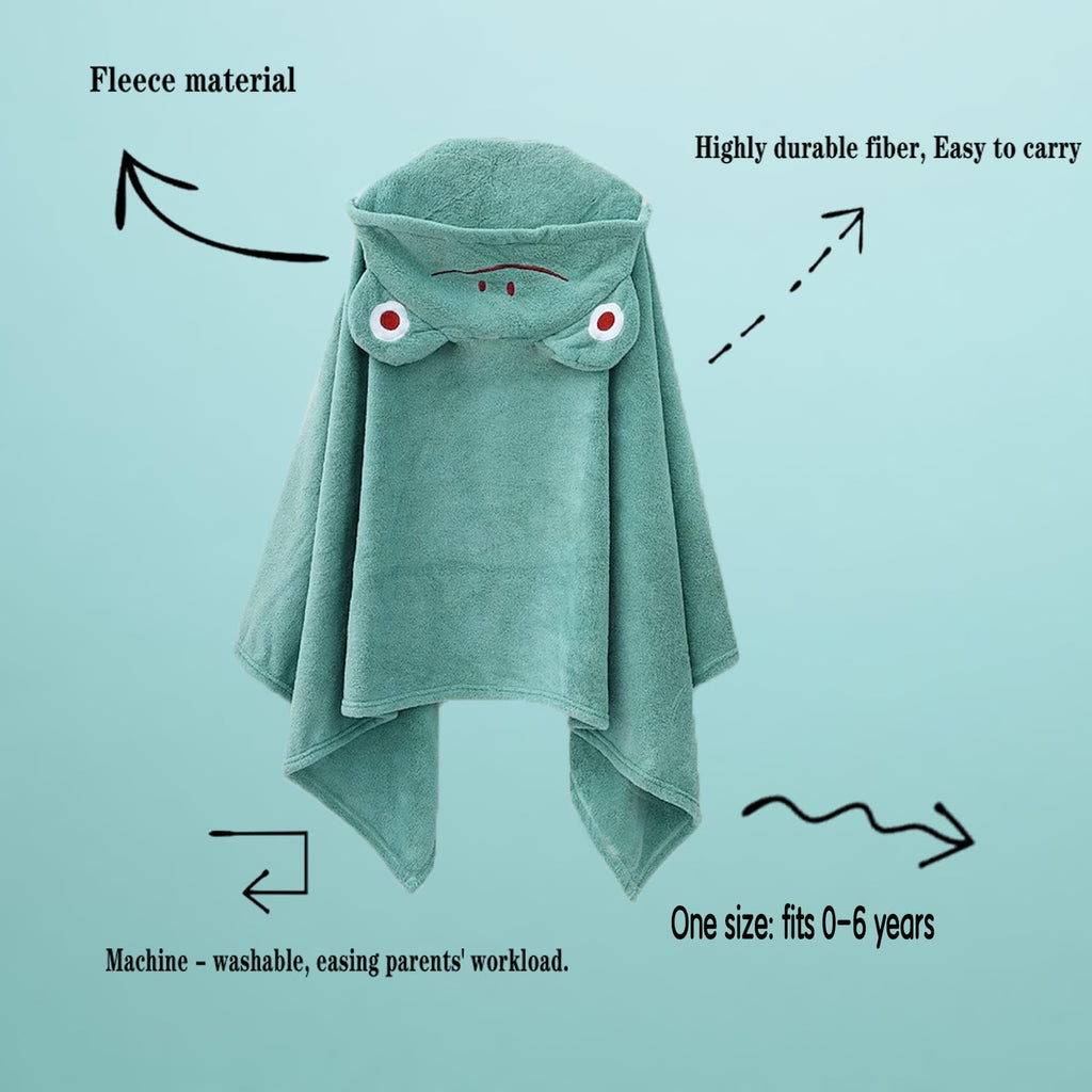 Hooded Bath Towel for Babies and Toddlers, 27.5" x 55"(Greenish)