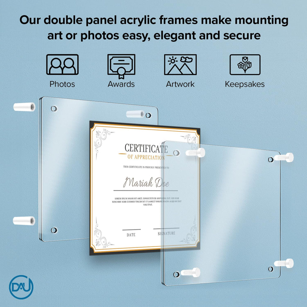 Acrylic Floating Frames White Standoffs (single) 24" x 30" Clear Acrylic Frames for Wall Mount Floating Picture