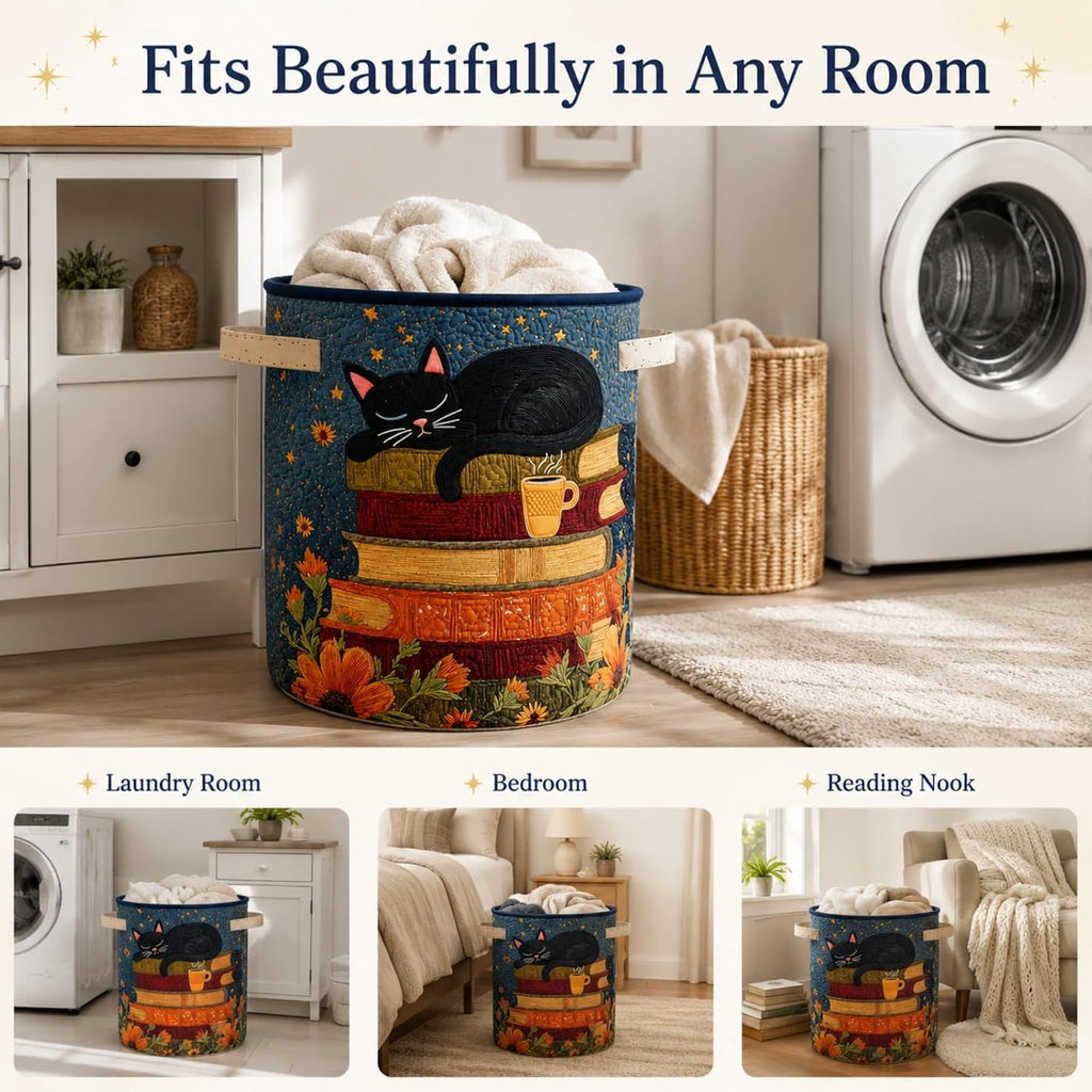 Custom Quilted Laundry Basket with Handles, Foldable Fabric Hamper for Clothes, Towels, Decorative Storage Basket