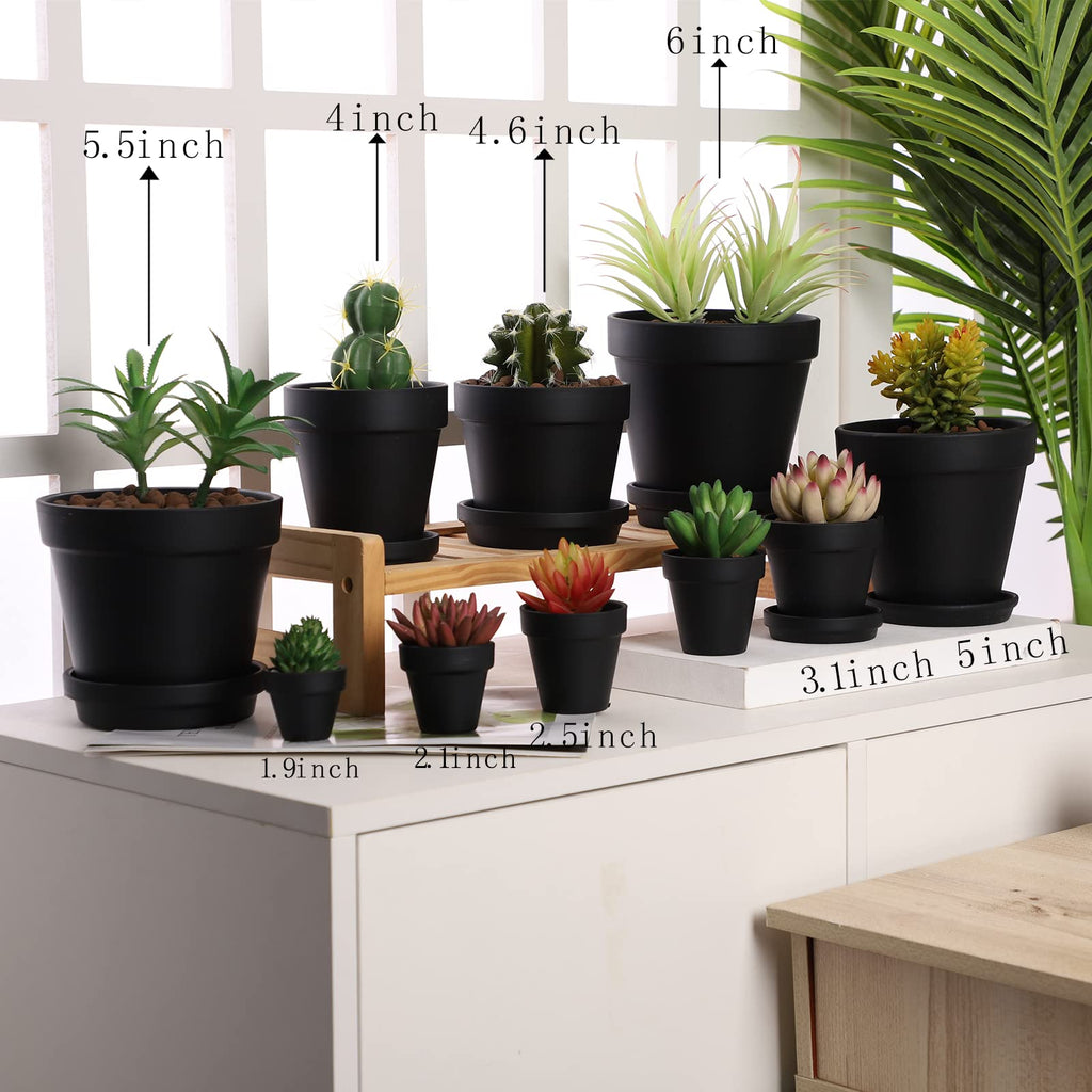 Large Terra Cotta Pots with Saucer- 6 Pack Large 6'' Terra Cotta Plant Pot with Drainage Hole, Flower Pot with Tray