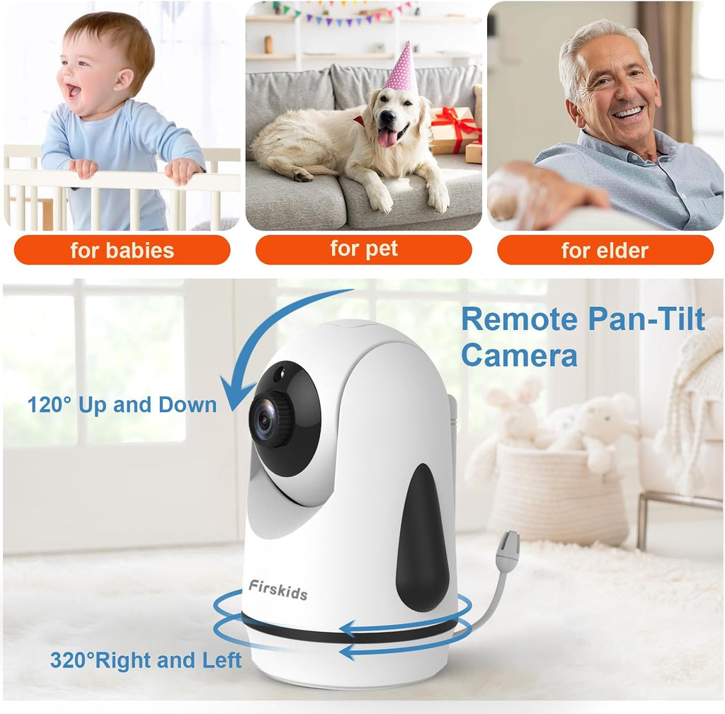 5" Baby Monitor with Camera and Audio, No WiFi Travel Baby Monitor, Pan Tilt Zoom Baby Camera Monitor with Way