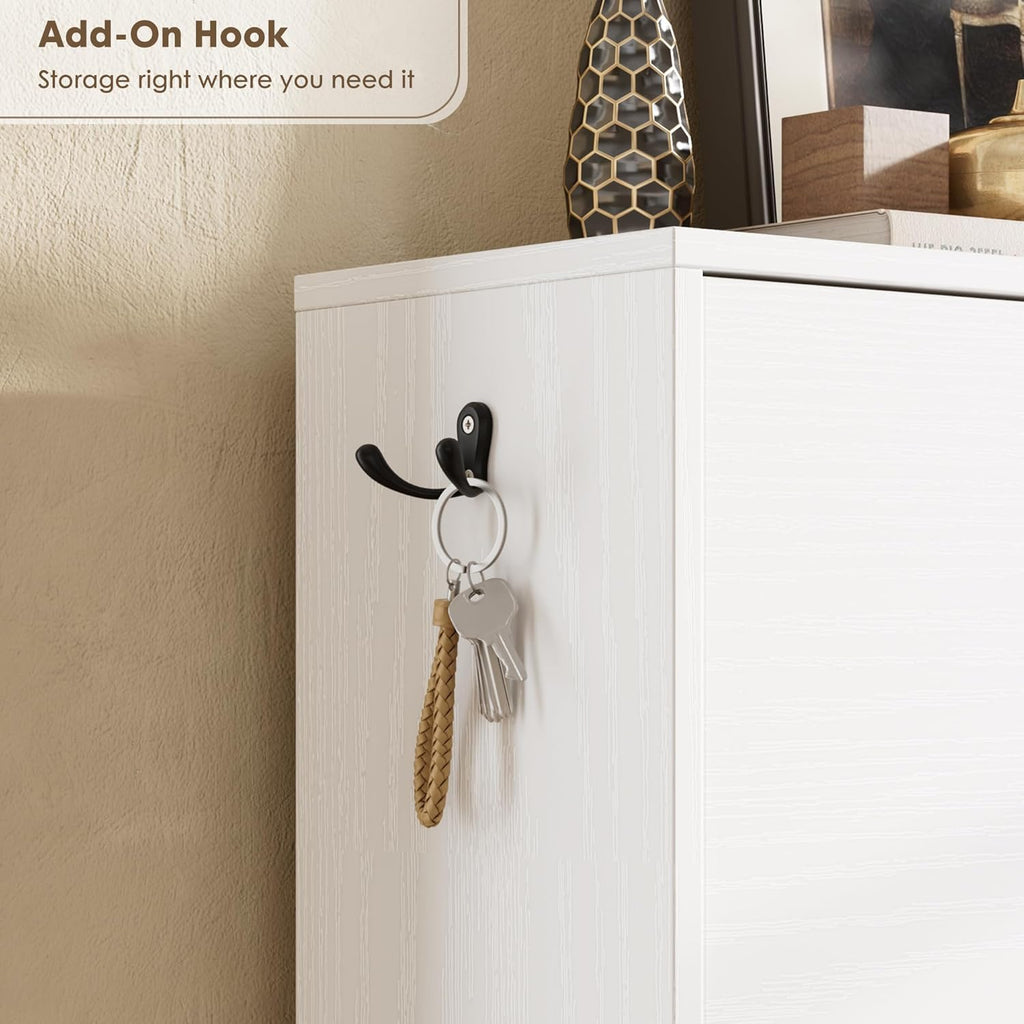 Shoe Cabinet with 3 Flip Drawers, Narrow Shoe Organizer Cabinet, Freestanding Shoe Rack Cabinet, Modern Shoe Storage