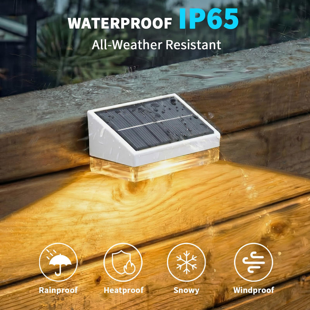 Solar Fence Lights 16 Pack, Outdoor Solar Lights with 3 Color Temperatures, IP65 Waterproof Wide-Angle LED Lighting