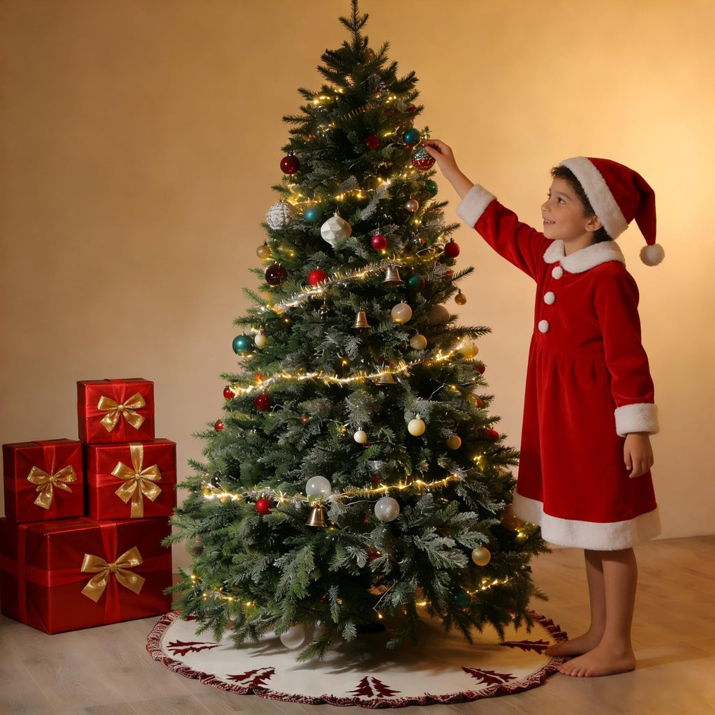 Christmas Tree Skirt, Christmas Decorations, 48 Inch Knitting Retro Xmas Tree Skirt Décor Skirt for 6/7 ft Trees