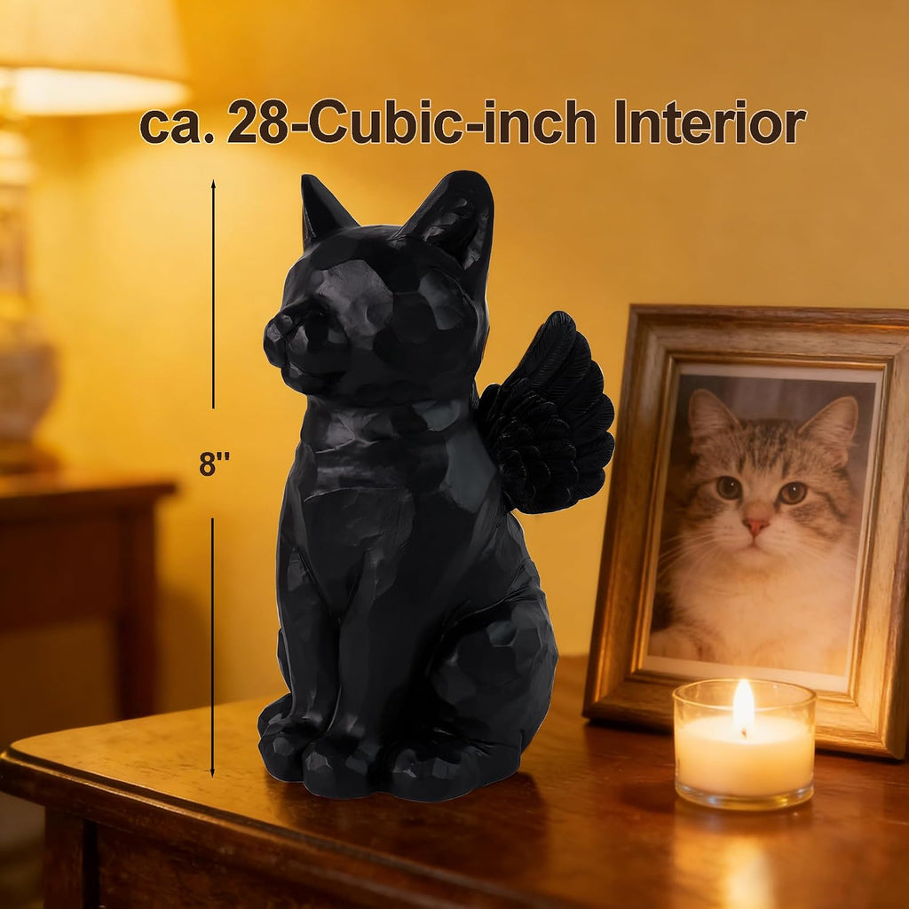 Pet Urns for Cats, 8" 28 Cu/in Angel Cat Statue, Resin Decorative Urn for Cat Ashes Memorial for Cat Loss