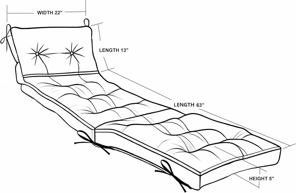 Outdoor Chaise Lounge Cushion 76x22x5 Inch, Waterproof Weather Resistant Fade Proof Replacement Pad Pool Deck Garden