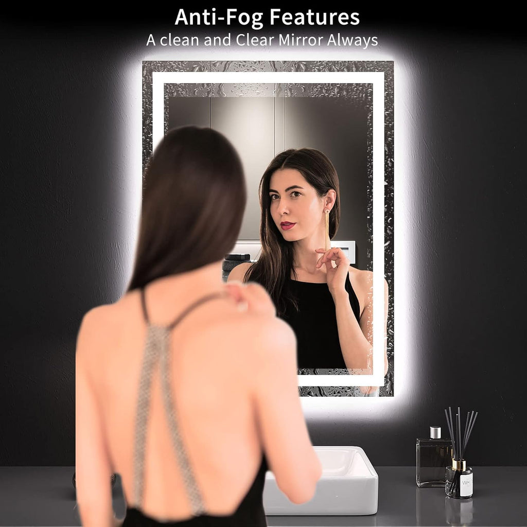 24X32 LED Bathroom Mirror with Lights, Anti-Fog, Dimmable, Backlit + Front Lit, Lighted Bathroom Vanity Mirror for