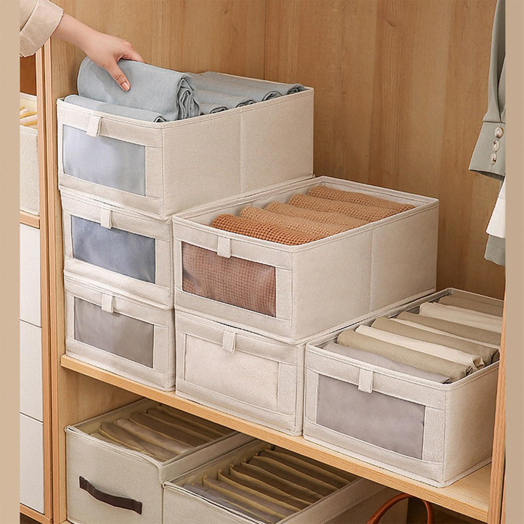 12 Pack Bins Linen Closet Baskets for Closet Organization Foldable Closet Organizer Bins with Clear Window For