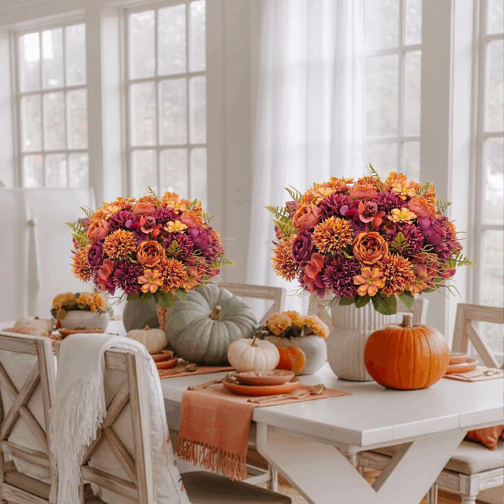 Bundles Large Artificial Fall Flowers Bouquet, Fall Floral Arrangements - Set of 3