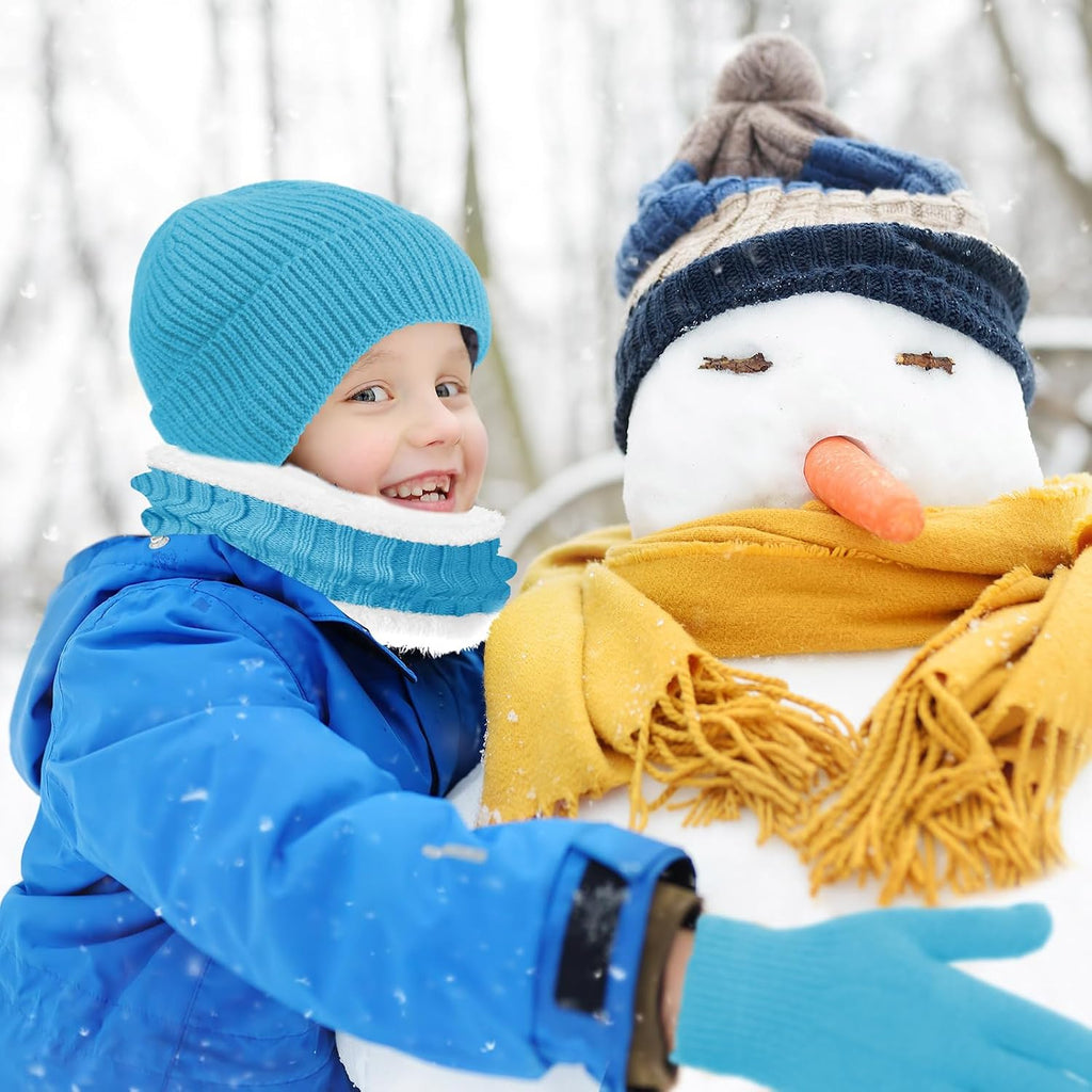 12 Pcs Kids Knitted Winter Hat Gloves Scarf Set for 5-8