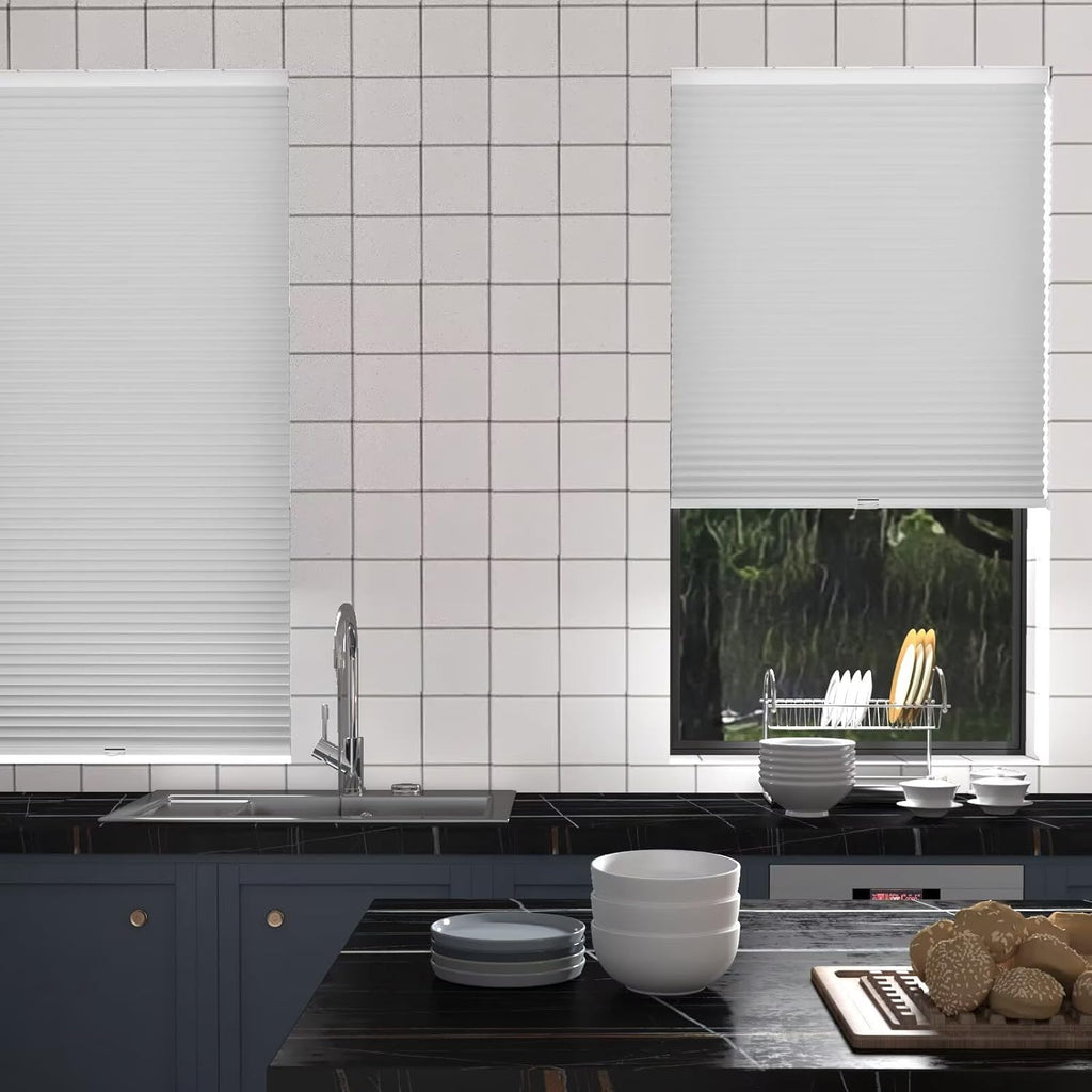Cordless Cellular Window Shades No Tools No Drill Blackout Blinds for Indoor Windows Size X 72" Height White Room