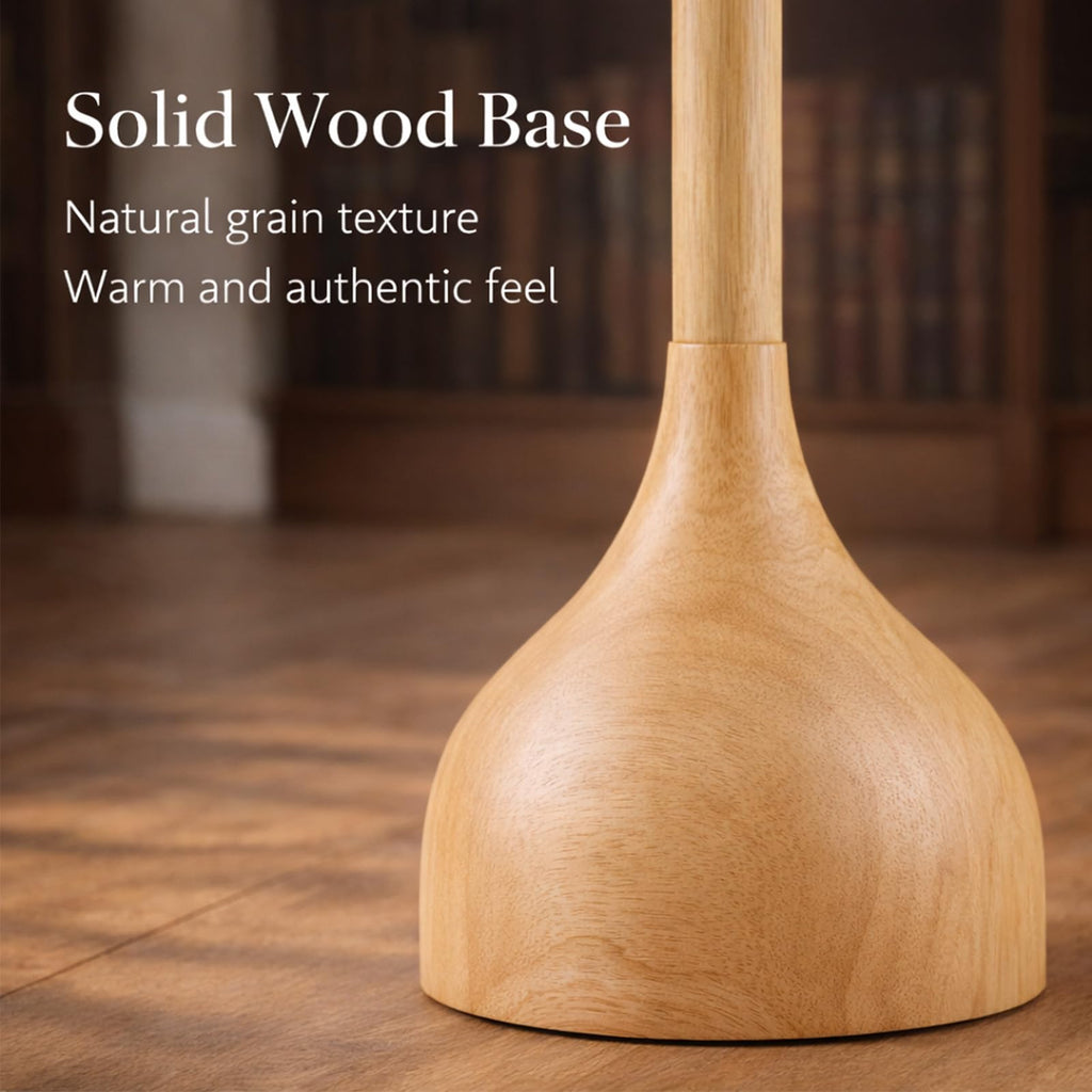 Mid Century Modern Real Wood Floor Lamp with 2 Shades for Two Looks