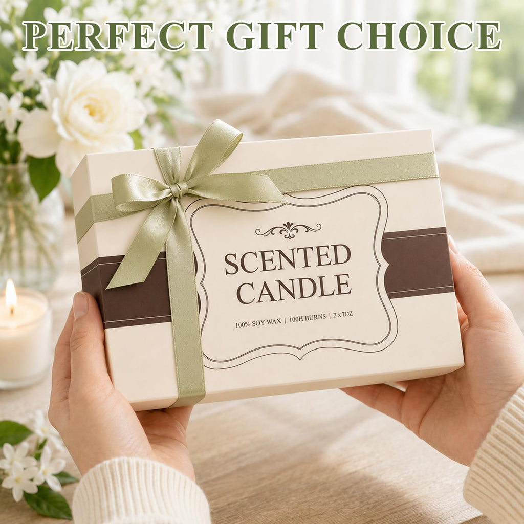 Lemon Eucalyptus Scented Soy Candles, 7 Oz 2 Pack Gift Box