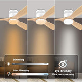 52 Inch Smart Flush Mount Ceiling Fans with Lights Remote, Wood Outdoor Indoor Ceiling Fan, WIFI Alexa App Control