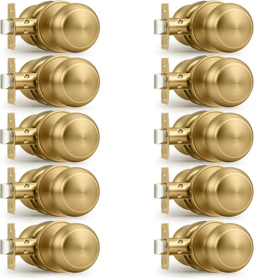Champagne Bronze Interior Door Knob , Champagne Door Knobs Closet Door Knob, Passage Door Knobs with Round Ball Knob