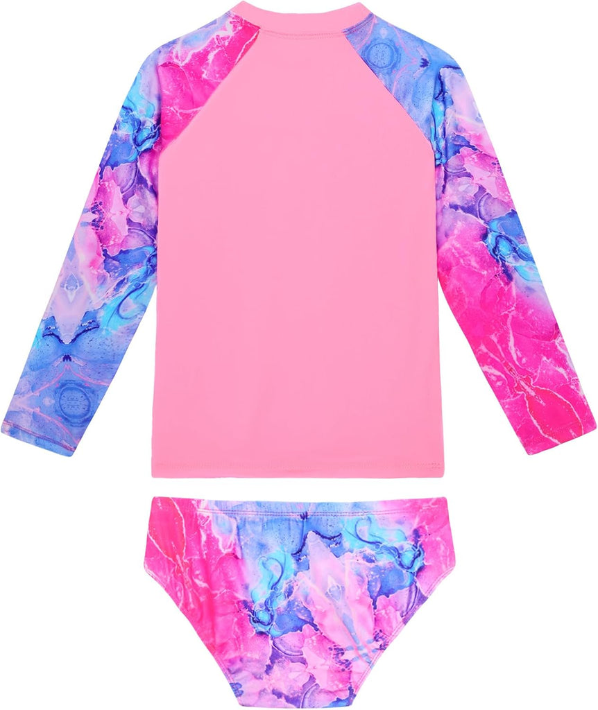 Girls Swimsuit Long Sleeve Rash Guard Bathing Suit Swimwear Pool