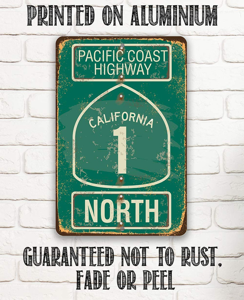 Pacific Coast Highway North Sign - Vintage California Beach Signage, Great Room and Beach Decoration, Nautical Rustic