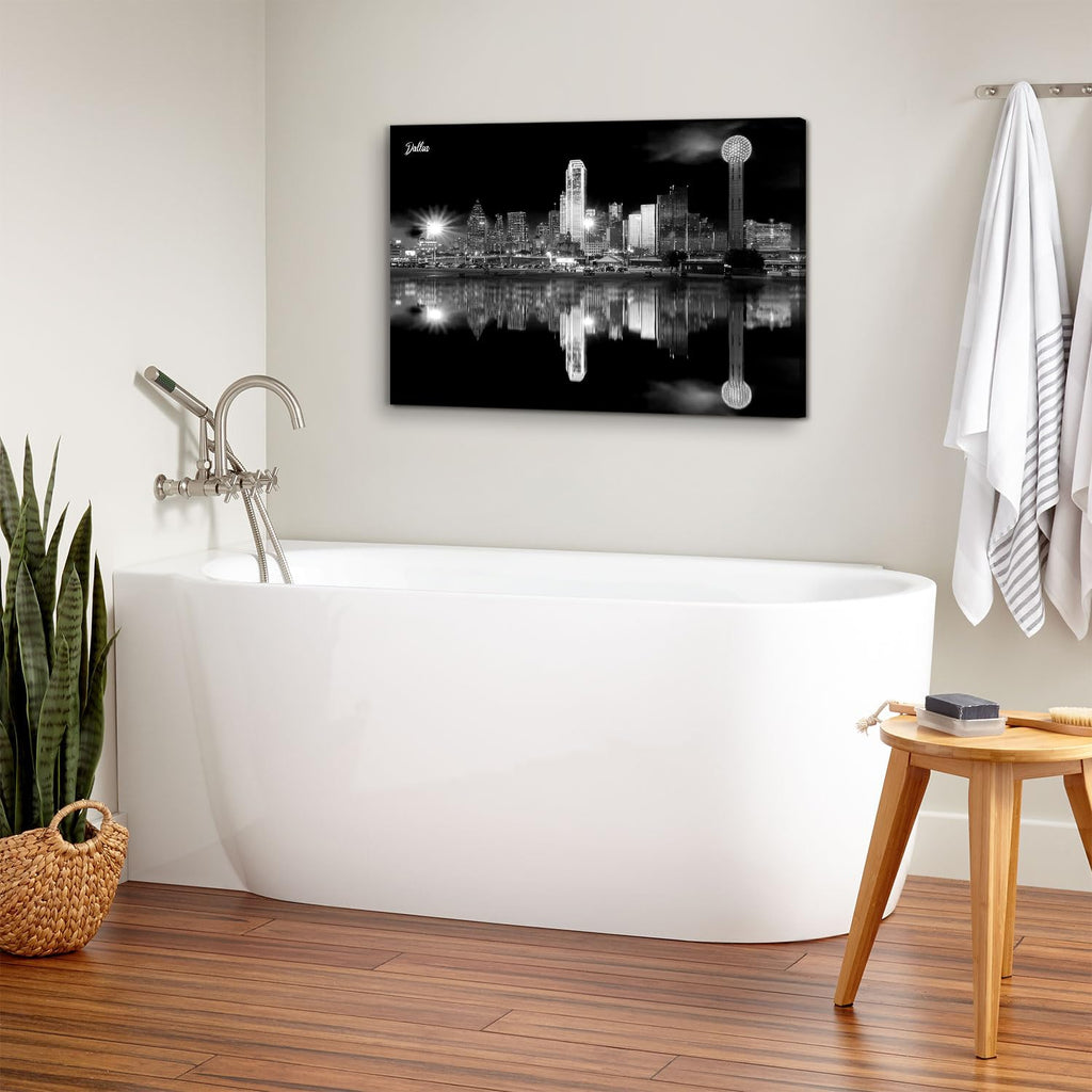 Dallas City Landscape Canvas Wall Nature Texas Skyline Wall Decor Night View Pictures Black and White Paintings