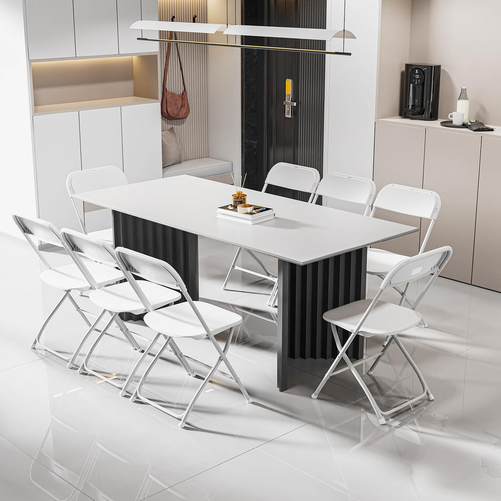 Folding Chairs Set of 20, White Plastic Chair Sturdy Seat with Metal Frame, Perfect for Party, Event, Wedding