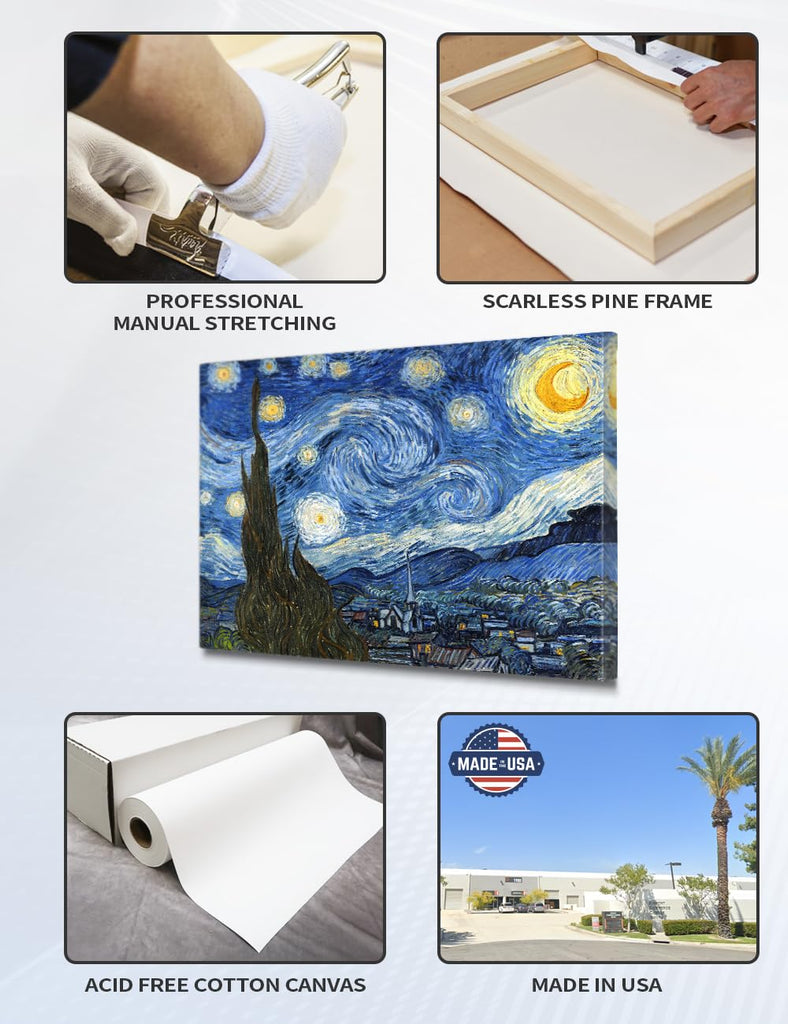 Van Gogh Starry Night Canvas Wall Art, 20x16 in