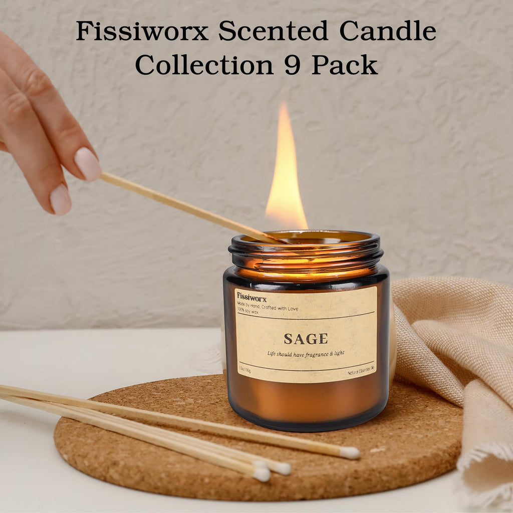 9 Pack Scented Candles Set, Vanilla, Lavender, Sage