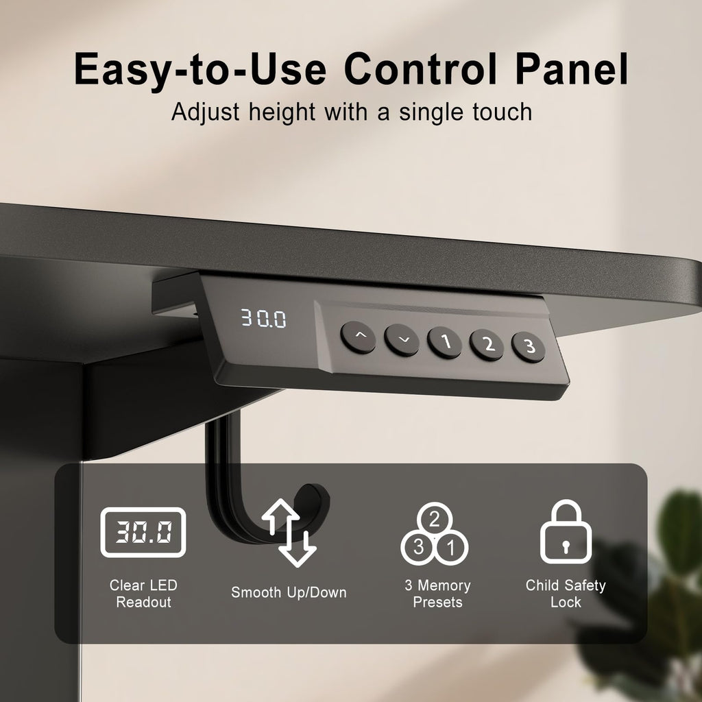 55 Inch Height Adjustable Standing Desk, Black