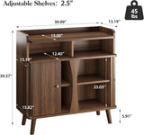 39" Buffet Sideboard Cabinet, Mid Century Modern Console Cabinet with Roller Shutter Sliding Doors & Adjustable