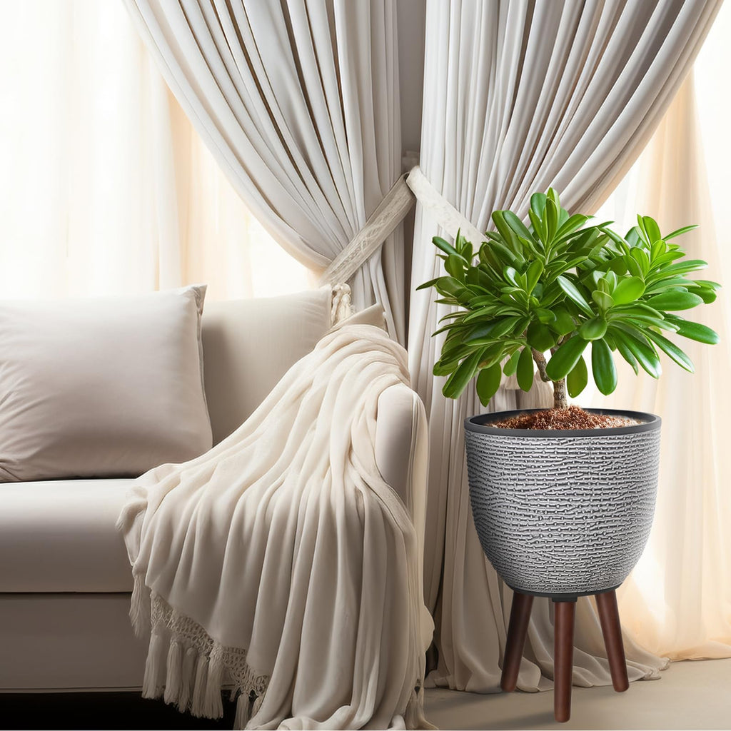 12 Inches Large Decorative Plant Pot with Stand