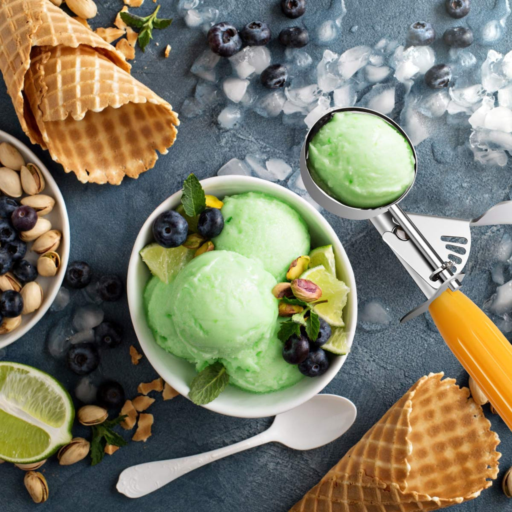 Commercial-Grade Ice Cream Scoop 1.63 oz, 18/8 Stainless Steel Cookie Scoop with Plastic Handle, Portion Control