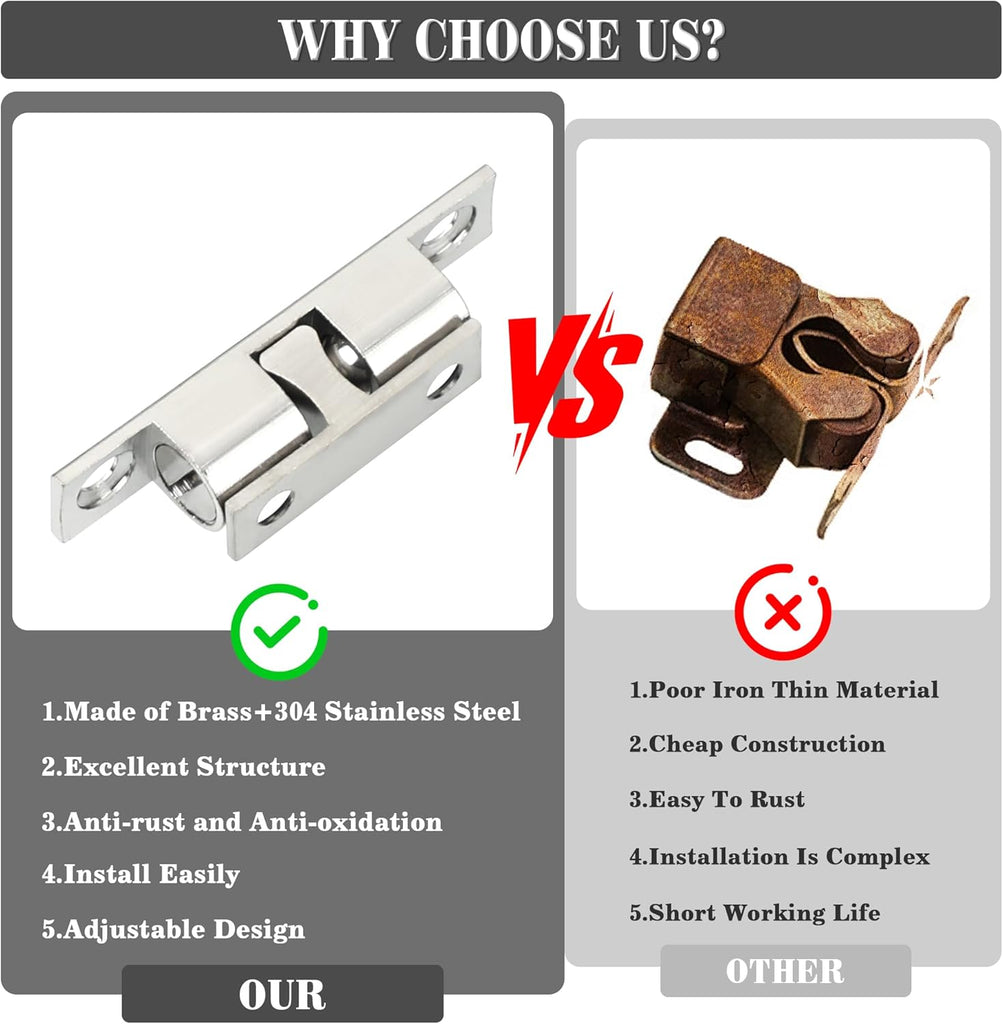 Double Roller Catch Cabinet Latches,Adjustable Double Ball Tension Roller Catch Latch Brass Cabinet Door Latch,67mm