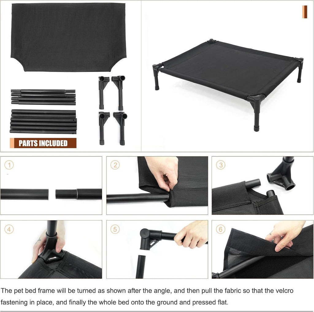 XL Elevated Dog Bed for Large Dogs, Extra Raised Dog Cot Beds, Heavy Duty Pet Cots with Durable Supportive Teslin