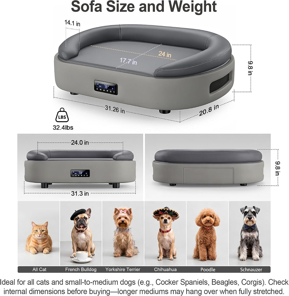 Heated Cooling Dog Bed for Medium Dogs, Comfort Summer Winter Dog Cat Sofa