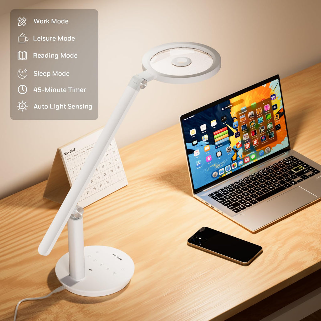 H6 Desk Lamp, Dimmable Reading Table Light, White