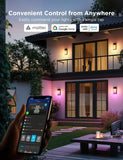 Outdoor Wall Light, 2 Pack, 1500LM Smart RGBIC Porch Lights Outdoor with 45 Scene Modes