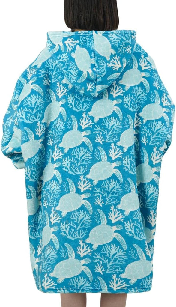 Sea Turtle Gifts for Women Girls, Wearable Flannel Blanket Hoodie, Oversized Flannel Hooded Blanket Sweatshirt, One